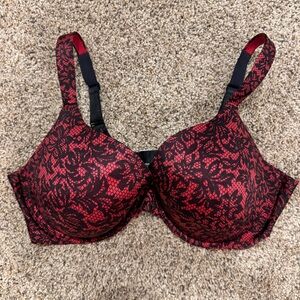 Soma 0814 Full Coverage Shaping Underwire Bra in red and black floral lace. 38DD